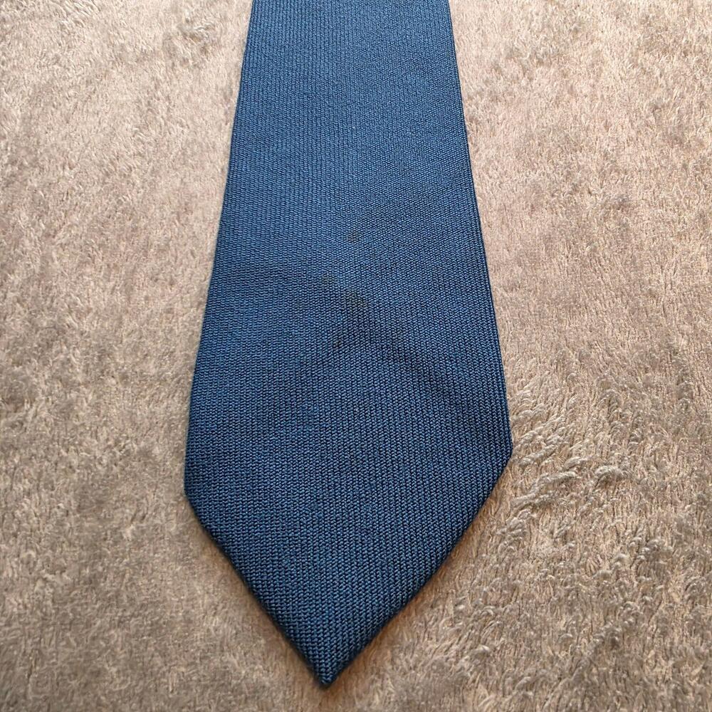 The House Of Edgar Tie Mens One Size Blue Solid Knit 100% Wool Classic Necktie